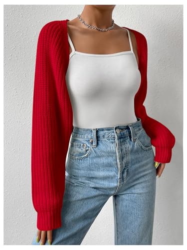 Image of Verdusa Women's Y2k Cropped Cardigan Sweaters Lightweight Knit Open Front Bolero Shrugs Spring Fall Outfits