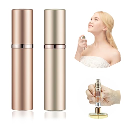 YHNMMNO 5ml Nebulizzatore Profumo, 2 Pezzi Atomizzatore Profumo, Spruzzino Profumo Ricaricabile, Mini Porta Profumi Da Viaggio Per Viaggiare Festa (Oro & Champagne)