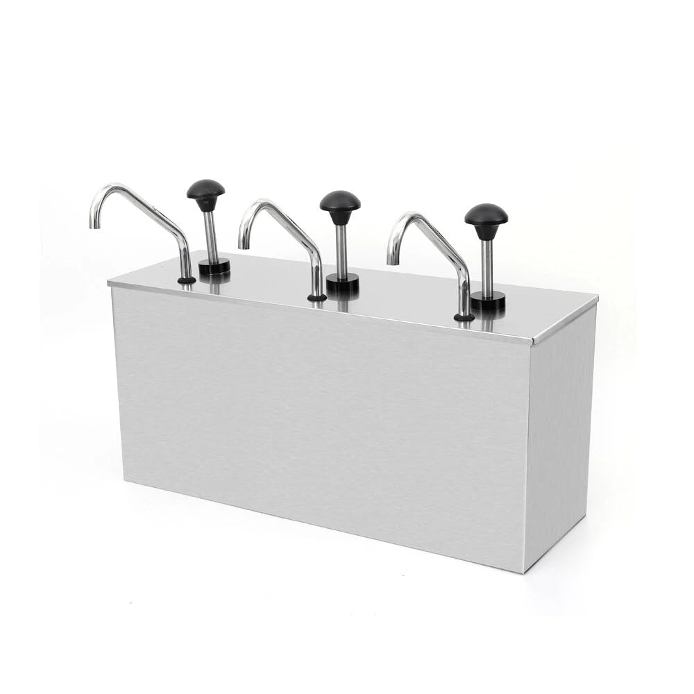 4L * 3 Saucenspender Edelstahl Soßenspender, Pump Dispenser, Hotpot Pumper Sauciere, für Ketchup Mayonaise Senf