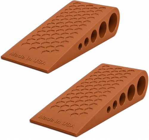 Image of Door Stoppers for Bottom of Door Premium Floor Rubber Door Stop Wedge Made in USA Heavy Duty Honeycomb Design for Carpet, Tile, Ideal for Home, School, Commercial, Coffee 2-Pack