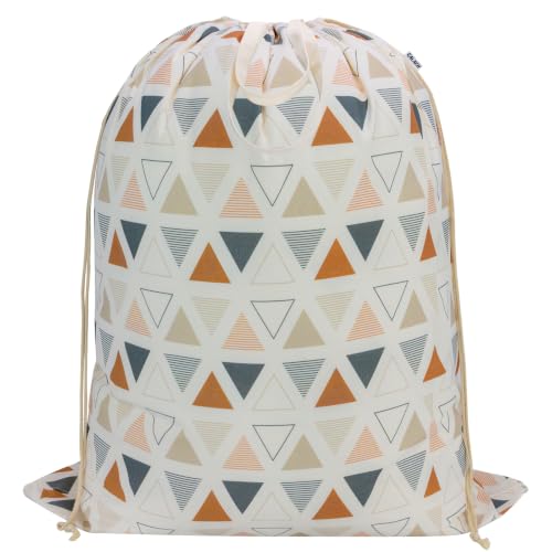 Canvas Laundry Bag 33"Wx 35"H, Heavy Duty Hamper Liner, XL Triangle Pattern