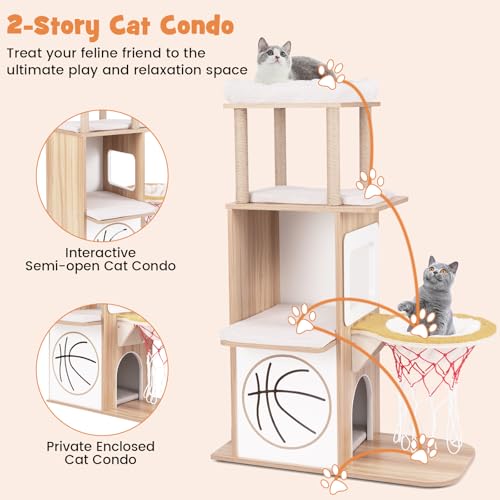 Árbol moderno para gatos Tangkula 31x15x47 pulg miniatura 7