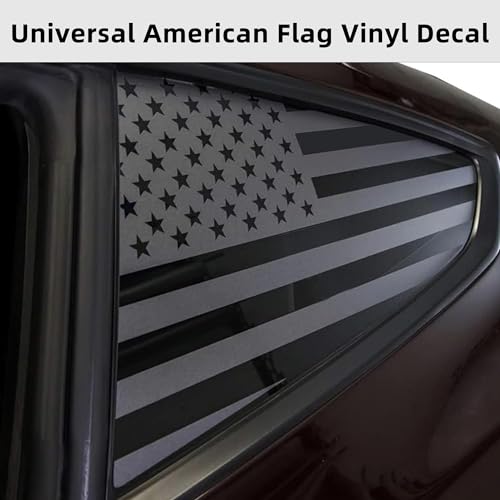 Image of Rear Quarter Window American Flag Decals for Car SUV Trucks | Universal Matte Back USA Flag Side Window Vinyl Sticker, Free Installation Tools (A Pair)