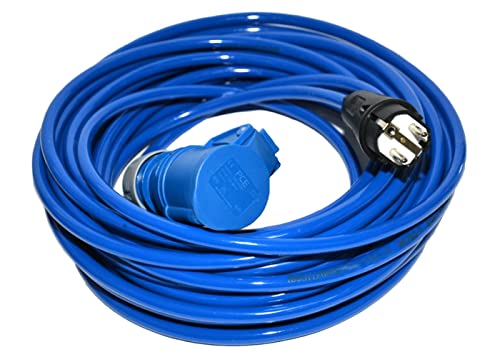 Hilark - Extensión eléctrica H07BQ-F 3g2,5 mm (3x2,5 mm), enchufe industrial CEE enchufe de 3 pines adaptador para camping caravana o barco, astillero (50 metros, azul)