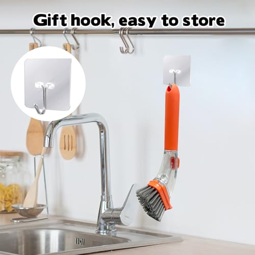 Image of Soap Control Dishwand with Handle & 2 Replaceable Heads, Non Scratch Dishwashing Scrub Dispensing Brush Pads Soap Dispenser Scrubbers Set for Kitchen Dishes Pots Pans Sink Cleaning