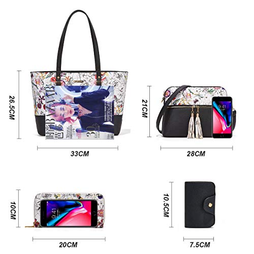 Image of Women Fashion Handbags Wallet Tote Bag Shoulder Bag Top Handle Satchel Purse Set 4pcs
