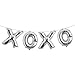 16 Inch XOXO Letter Foil Balloons Banner Wedding Engagement Valentines Day Marriage Bridal Shower Birthday Party Decor Balloon Multicolor (XOXO Silver)
