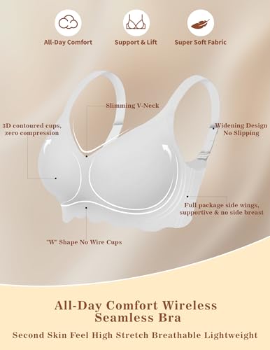 Image of Wireless Bras for Women No Underwire Wave Push Up Bra Seamless Bras Full Coverage Lift Everyday Bras