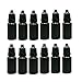 12 Pack 10ml/0.34oz Plastic Dropper Bottle Black Empty Refillable Squeezable Eye Dropper Bottles with Screw Caps and Removable Plugs for Cosmetic Essential Oil