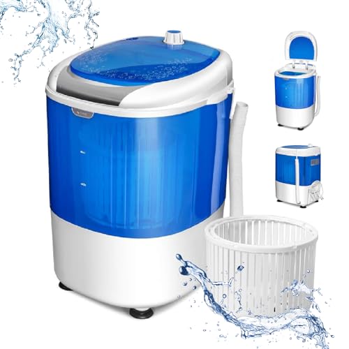 RELAX4LIFE Mini Machine à Laver Portable avec Capacité de Lavage 2 KG, Mini Lave-linge Semi-Automatique avec Minuteur 10 Mins, Poids Léger pour Camping Voyage Dortoir Appartement, 36X34X51CM, Bleu