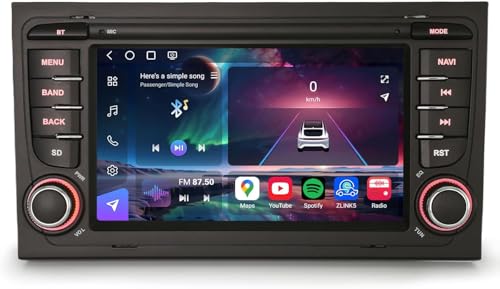 Erisin Qualcomm 8-Core Android 14 8GB+128GB GPS Navegación Coche Estéreo de Automóvil para Audi A4 S4 RS4 8E 8F B9 B7 RNS-E Seat Exeo 7' IPS CarPlay Android Auto Bluetooth 5.1 WiFi 4G DSP Dab+ Canbus