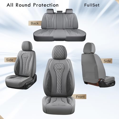 Image of Coverado Car Seat Covers, Gray Seat Covers Full Set, Auto Seat Cover 5 Seats, Car Seat Cushion, Car Seat Covers Front Seats Back Seat Covers, Seat Cover Car Seat Protector Universal Fit Most Cars