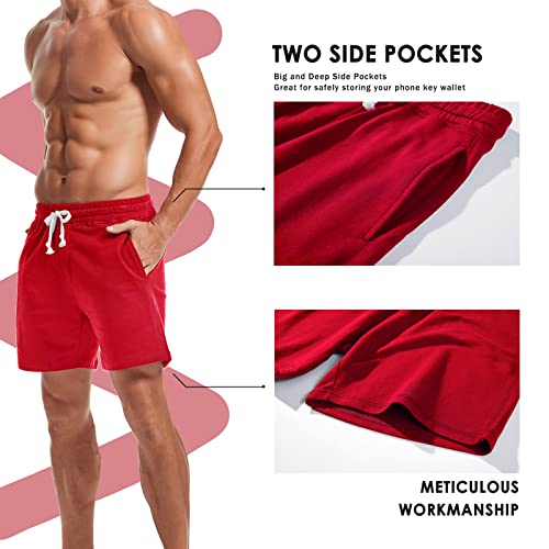 Image of AMY COULEE Mens Athletic Workout Shorts 5.5 inch Cotton Casual Shorts Elastic Waist Joggers Sports Sweat Shorts