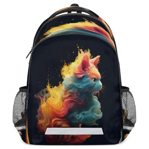 Watercolor Cat Abstract Backpack with Chest Strap Reflective Lightweight Travel Hiking Backpack for Men Women Waterproof Daypack Back Pack for Commute Camping2