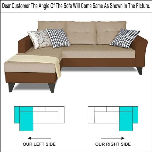 Image of Adorn India Maddox Tufted L Shape 4 Seater Sofa Set LHS (Brown & Beige) (3 Year Warranty)