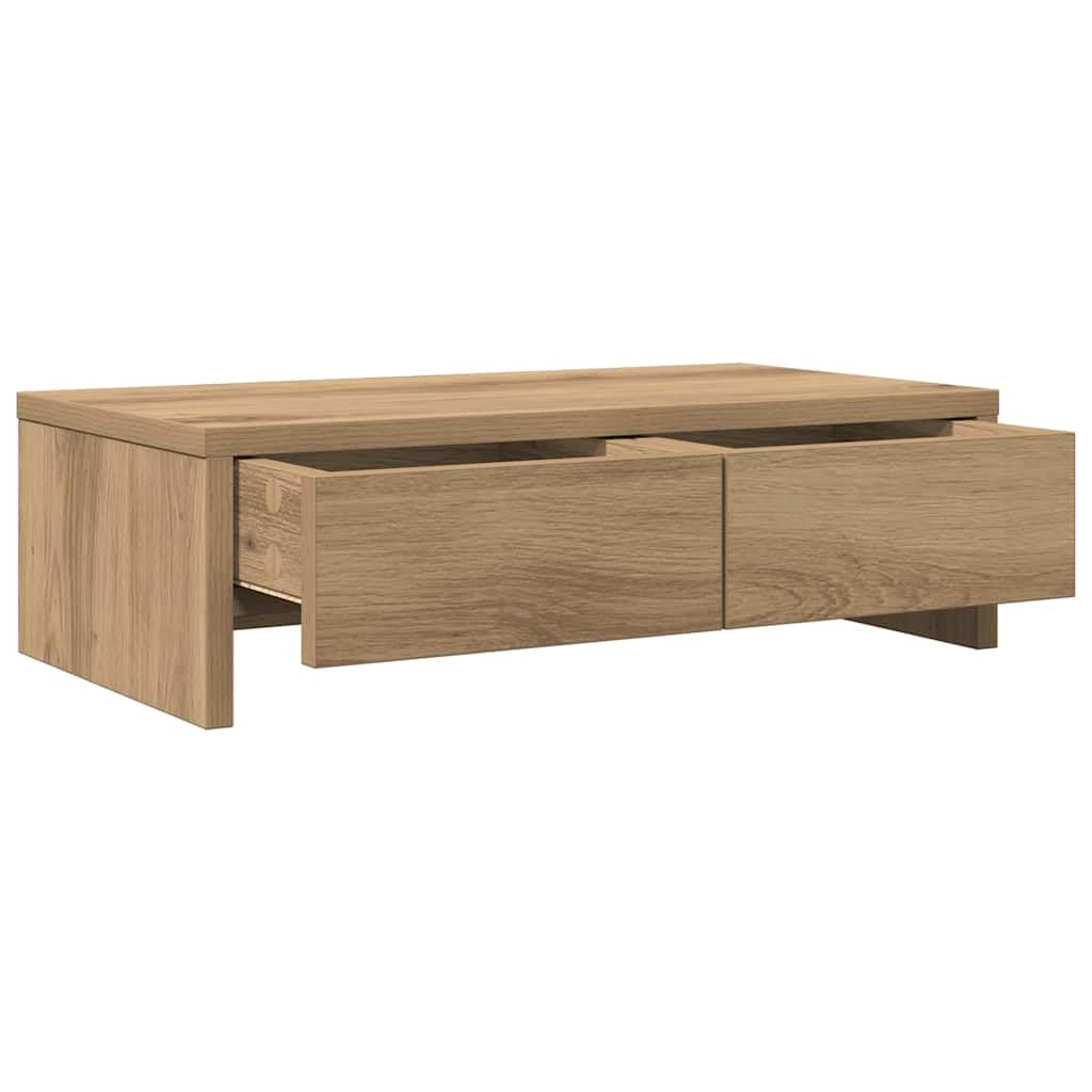 Soporte para monitor con cajones, madera de aliso, 50 x 27 x 15
