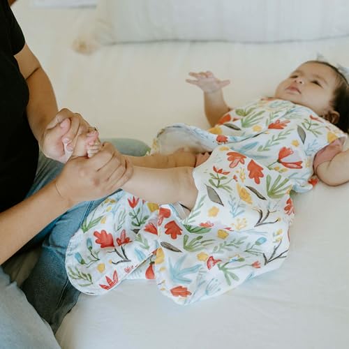 Image of Little Unicorn 0-6 Month Premium Muslin Sleep Sack 1.1 TOG | Soft & Breathable Muslin Cotton for safer sleep | 2 way zipper (Meadow)