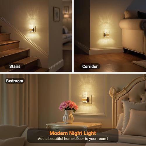 JandCase Night Light Plug in Wall, Plug in Night Light with Dusk to Dawn Sensor, Dimmable 0-100LM, Nightlight Kid 3000K Warm White, Acrylic Bubble Plugin Wall Light for Bedroom Hallway Kitchen 2 Packs - Image 3
