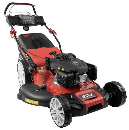 Güde Cortacésped Big Wheeler 554.3 R (Motor de 4 Tiempos 3,7/5,03 (kW/PS), Certificado GS, Ancho de Corte 55 cm, Saco recogedor de Hierba 65 l, Ajuste de Altura de Corte de 6 velocidades, tracción