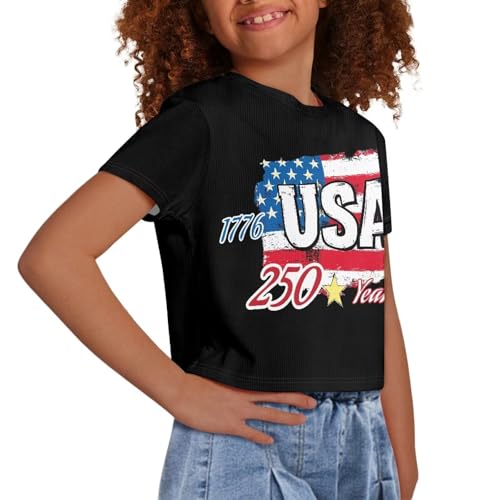 Image of Kids Crop Top Short Sleeve T-Shirts for Girls Size 5-14