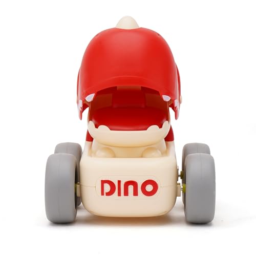 Image of Press and Go Whistle Dino Toy for Kids | Fun Push and Play Dinosaur Toy | Cute Dino Design with Sound | Made with Safe ABS Plastics | Playtime Gift Red Colour