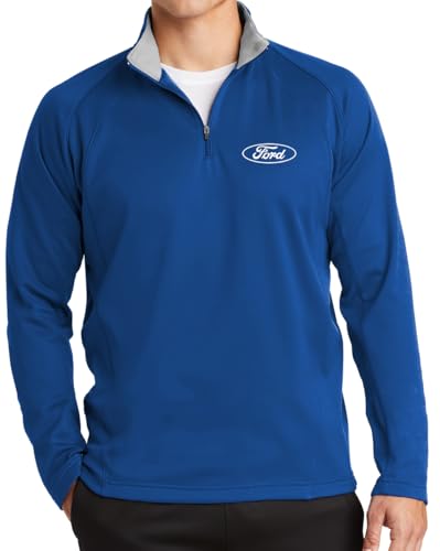 Mens White Ford Oval Logo 1/4 Zip Pullover