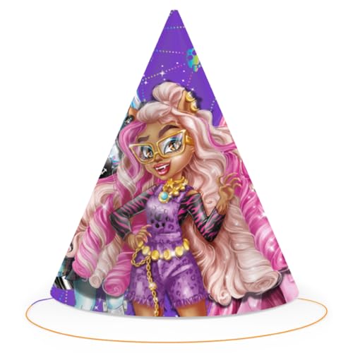BeenSmile, CHAPEAUX MONSTER HIGH, Chapeaux en Carton, Décoration d'Anniversaire pour Enfants, Chapeaux de Fête d'Anniversaire, 6 Pièces.