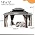 QZEN 10'x12' Hardtop Gazebo, Outdoor Double Roof Galvanized Steel Gazebo, Aluminum Frame Permanent Pavilion with Curtains & Netting for Backyard, Patio, Deck (10' x 12')
