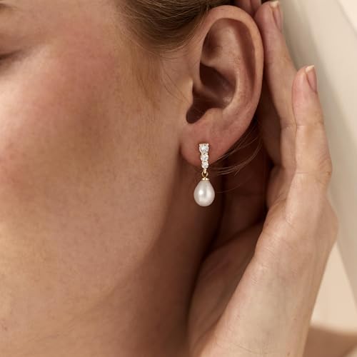 14k Gold Plated Pearl Drop Earrings for Women, Dainty Wedding Jewelry, Elegant Dangles, Prom Bridal Jewelry, Bridesmaid Gift, Minimalist Earrings3