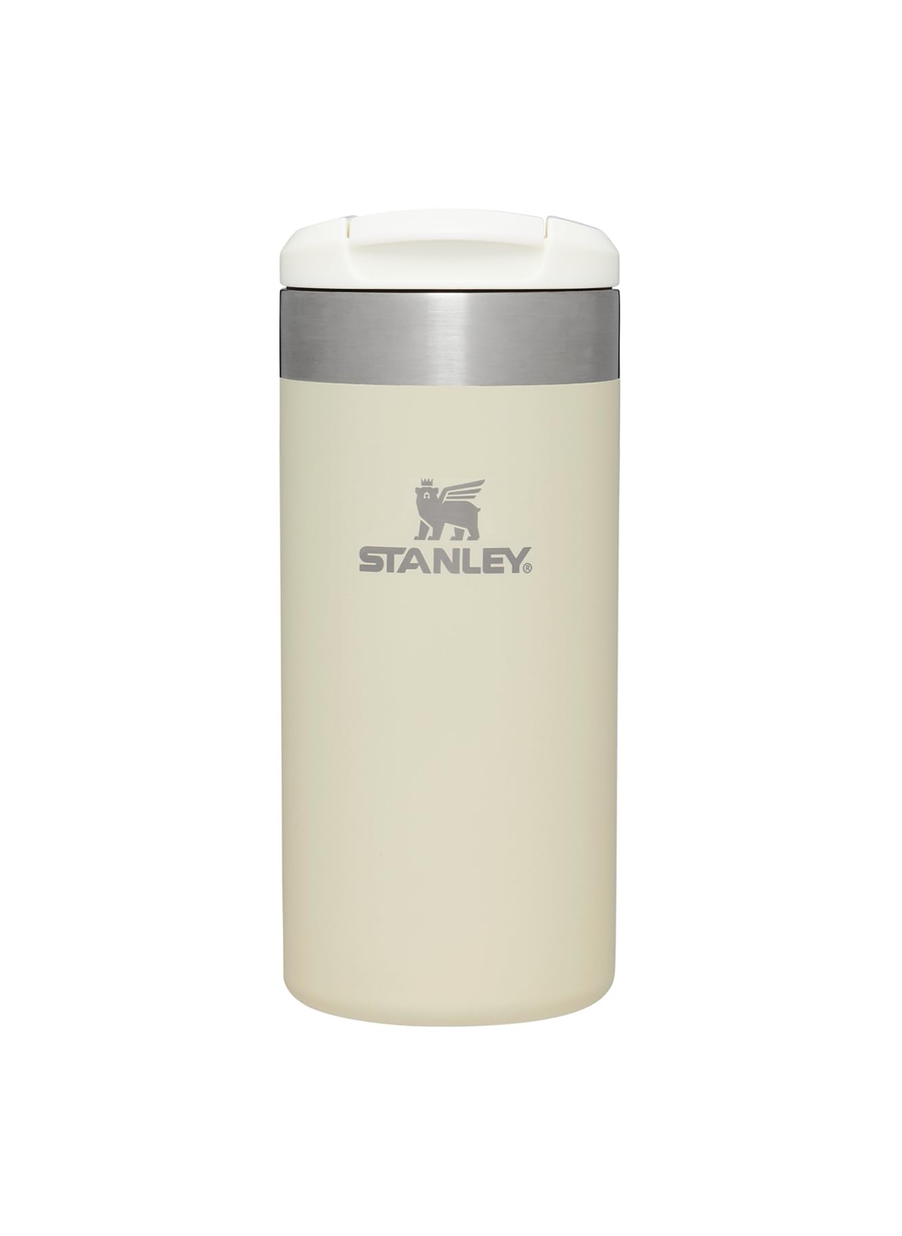 STANLEY Aerolight Transit Travel Mug 0.35L - Keeps 4 Hours Hot - 6 Hours Cold - Dishwasher Safe - Leakproof - Car Cup Holder Compatible - Insulated Coffee Cup - Cream Metallic