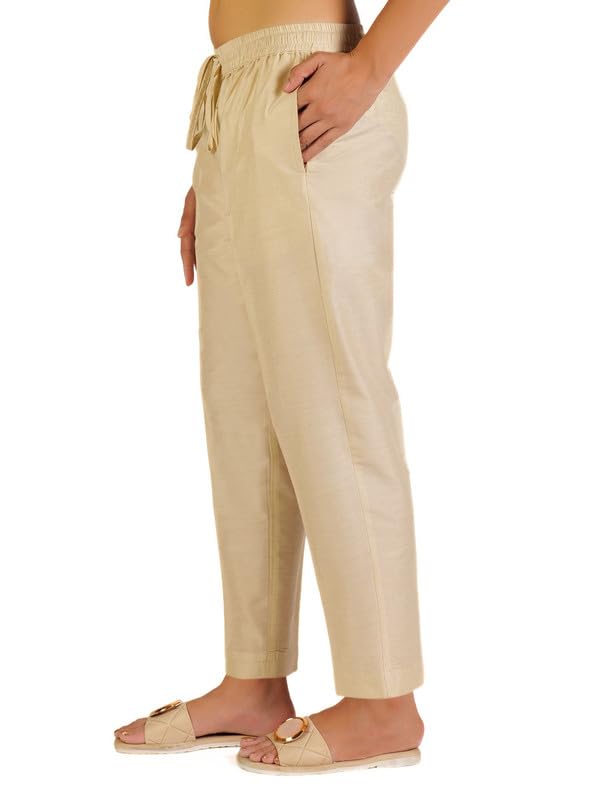 Image of Trouser Pants for Women,Stylish Trousers for Woman for Kurti Relaxed & Regular Straight fit Palazzo,Ethnic Bottom Formal Pants for Women Office wear Casual & Daily Use