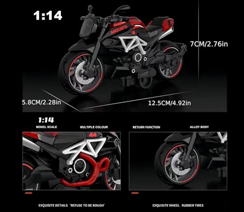 Image of Diecast Agusta 1 :14 Alloy Metal Pull Back Die-Cast Bike Scale Model Pullback Motocycle Mini Auto Toy Bike for Kids Best Gifts Toys for Kids Boys (Multicolor)