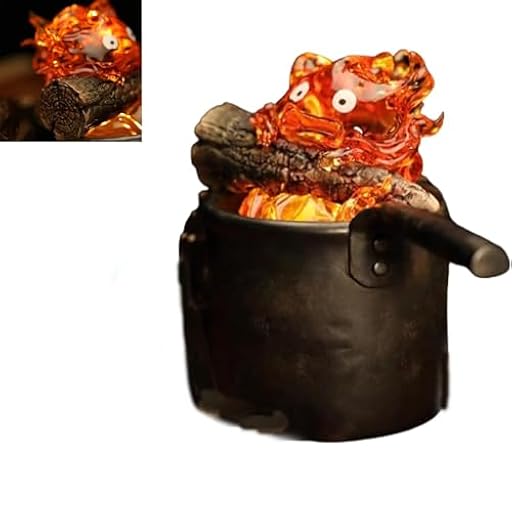 MIGEDY Lámpara de noche Calcifer, lámpara Calcifer, lámpara de escritorio pequeña y adorable que ilumina tu habitación con luces de llama parpadeantes for acampar(A) | Ya disponible en tu tienda friki favorita! En mundofriki.es!