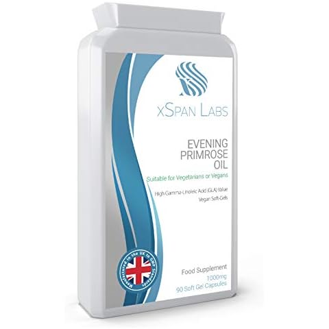 Evening Primrose Oil 1000mg 90 Capsules - Cold Pressed Vegan Soft Gels - High GLA Formulation with Vitamin E - No GMOs - UK Made Cover