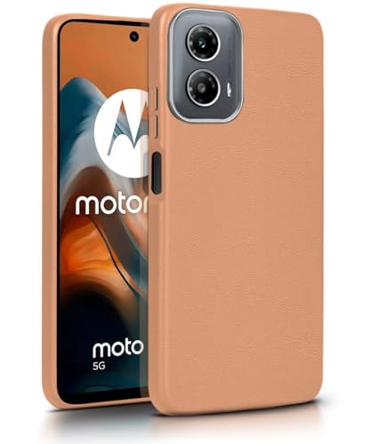 Image of WOW IMAGINE Back Cover for Motorola Moto G34 5G | Moto G45 5G | Ultra Slim Flexible Non-Slip Grip | Inner Fabric | Metal Camera Ring & Lightweight Soft Silicone Mobile Case - Tan Brown