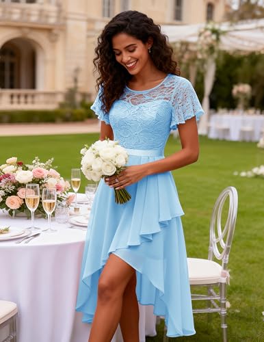 Image of Wedtrend Women's Formal Wedding Guest Dress Ruffle Bridesmaid Dress Flutter Sleeve Prom Dresses for Teens