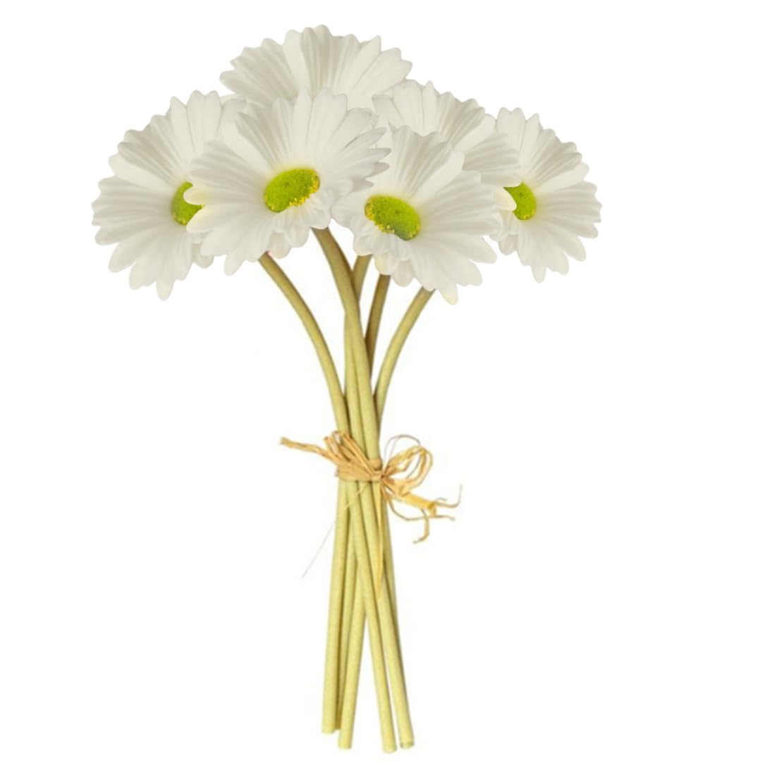 Otbushit 12Pcs Artificial Gerbera Daisy Flowers Silk Daisy for DIY Wedding Party Decoration White