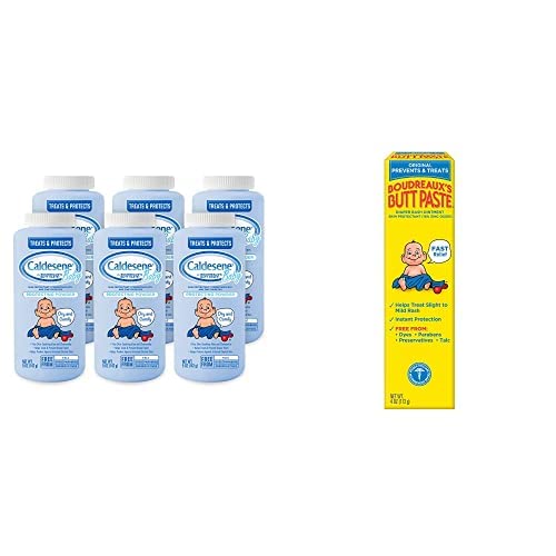 Baby Cornstarch Powder with Zinc Oxide, 5 Oz Pack of 6 + Boudreaux's Butt Paste Original Diaper Rash Ointment Tube, 4 Oz