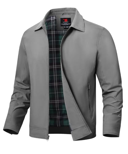Image of TBMPOY Mens Lightweight Jackets Light Windbreaker Full Zip Casual Work Jacket Golf Business Fall Track Coat with Pockets