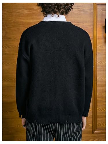 SOLY HUX Men's Y2k Gothic Button Down Cardigan Sweater Long Sleeve V Neck Hip Hop Fall Preppy Outerwear3