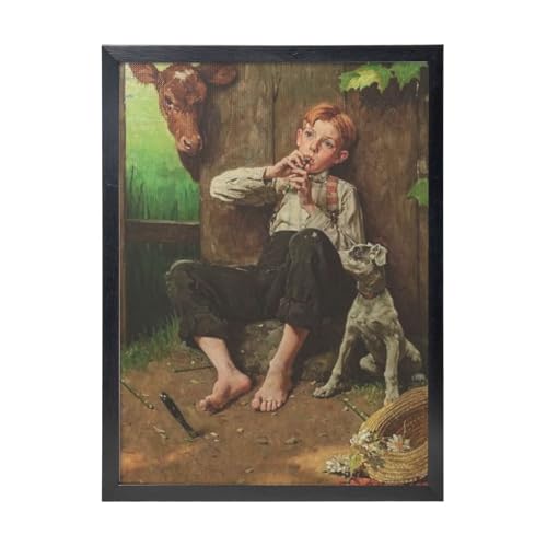 ノーマンロックウェル (2) 黒枠装飾画 30x40cm 自宅 ポリ塩化ビニル製 カスタマイズ可 簡単設置