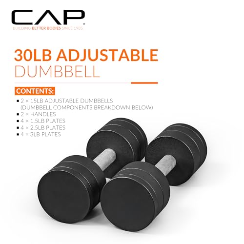 Image of CAP Barbell 15 lb Adjustable Dumbbell - Compact Cast Iron Weight | Multiple Options