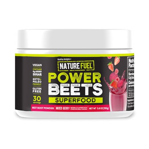 SlimFast Healthy Delights Nature Fuel Power Beets Vegan Beet Juice Powder 0g Added Sugar Beet Root Supplement Beetroot Mixed Berry 30 Servings (Packaging May Vary)