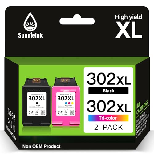 Cartuchos 302, cartucho 302 reemplazo para HP 302 XL Negro y Color, Sunnieink 302XL compatibles con...