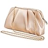 yeeplant Pochette en cuir vegan souple plissé, élégant sac de soirée abricot pour femme, accessoire formel de bal, de mariage, sac à main à chaîne amovible #2