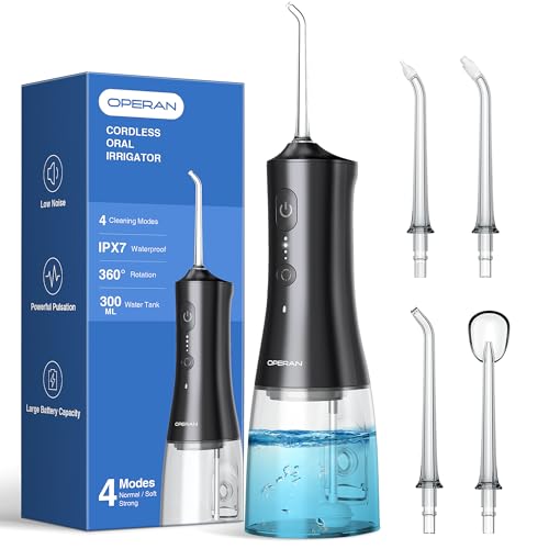 Operan Munddusche Kabellos300ML Oral Irrigator Munddusche (Gloss Black, 1Pack)