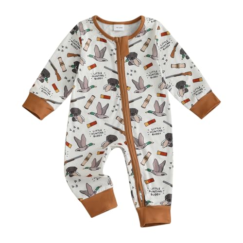 Baby Girl Boy Hunting Outfit Elk/Duck Long Sleeve Zipper Jumpsuit Infant One Piece Romper Newborn Fall Winter Clothes