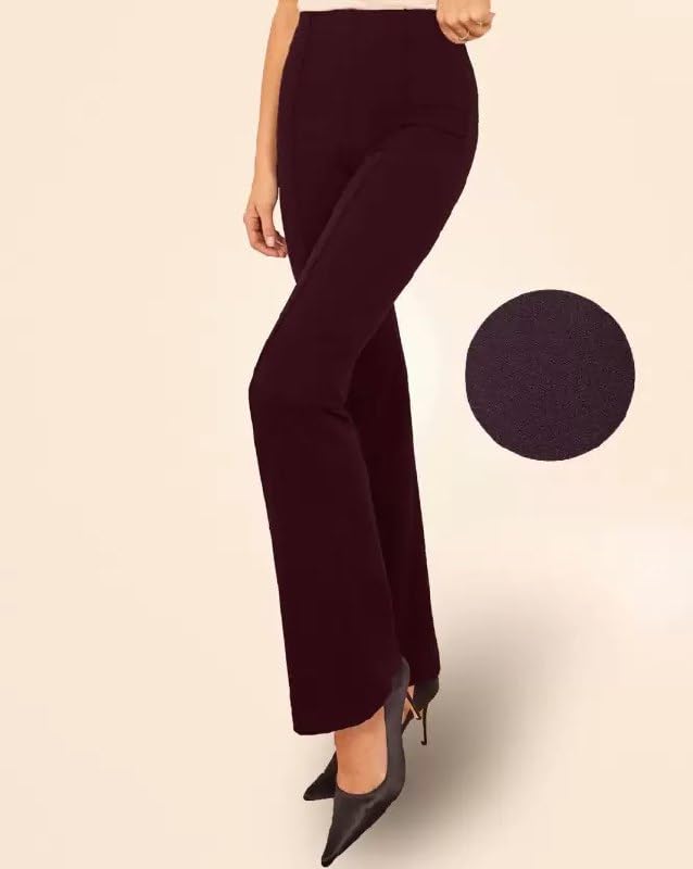 Cotton Bland Casual Pant for Women's Bottom Length Regular fit Cotton Bland Trouser Straight Fit Pants for Formal Office Casual and Daily Outdoor Lifestyle Maroon 2 41rz73JgYQL