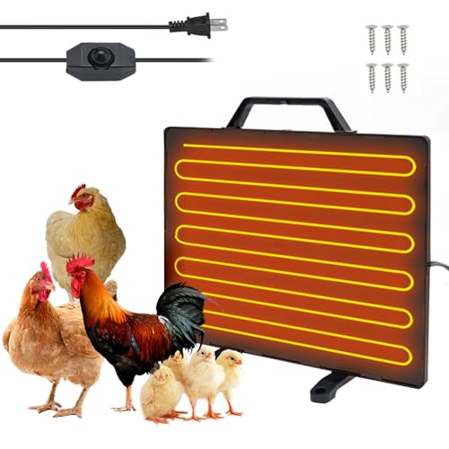 Xtahdge サーモスタット鶏小屋ヒーター 160W 家禽加熱パネル 0-99℃ 温度調節可能 冬農場輻射加熱ボード ひよこ鶏家禽ペット用ステンレス鋼加熱プレート