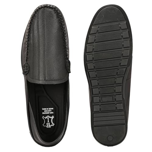 Image of Blue Leather by Centrino Genuine Leather Slip-On Men's Formal Shoe |Stylish with Soft Cushioned Insole |Trendy Non Lace-Up Design |Durable Leather with Anti-Skid Sole | Perfect for Formal Wear (4033)